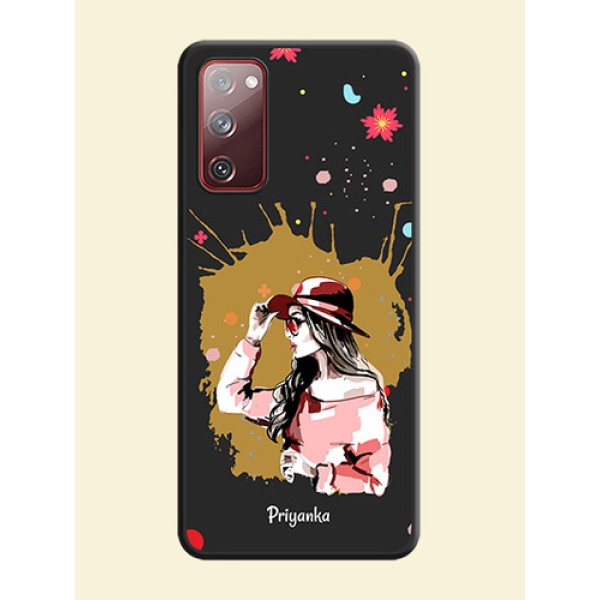 Mordern Lady With Color Splash Background With Custom Text On Space Black Personalized Soft Matte Phone Covers -Samsung Galaxy S20 Fe 5G