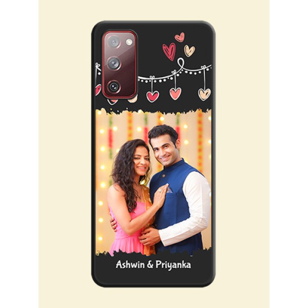 Pink Love Hangings with Name on Space Black Custom Soft Matte Phone Cases - Galaxy S20 FE Pink Love Hangings with Name on Space Black Custom Soft Matte Phone Cases - Galaxy S20 FE