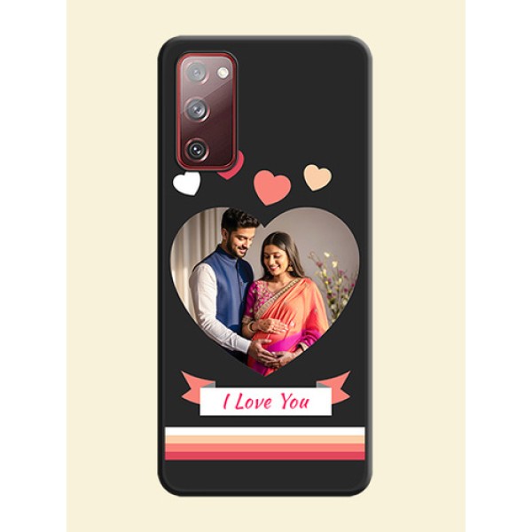 Love Shaped Photo with Colorful Stripes on Personalised Space Black Soft Matte Cases - Galaxy S20 FE