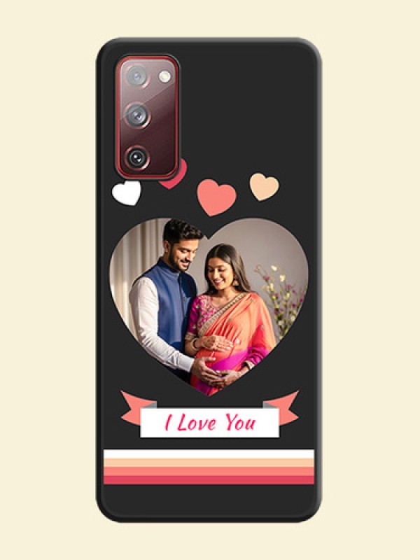 Love Shaped Photo with Colorful Stripes on Personalised Space Black Soft Matte Cases - Galaxy S20 FE
