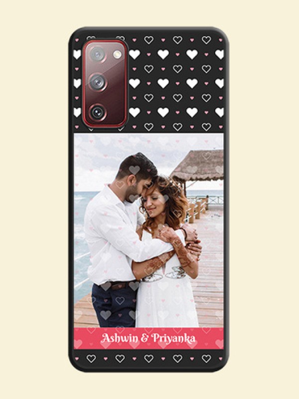 White Color Love Symbols with Text Design on Photo on Space Black Soft Matte Phone Cover - Galaxy S20 FE