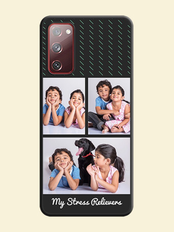 Cross Dotted Pattern with 2 Image Holder  on Personalised Space Black Soft Matte Cases - Galaxy S20 FE