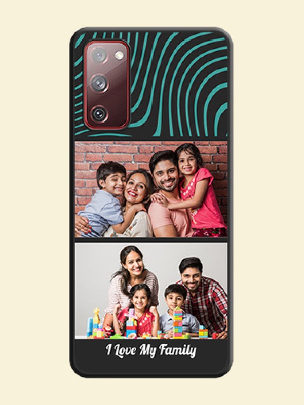 Wave Pattern with 2 Image Holder on Space Black Personalized Soft Matte Phone Covers - Galaxy S20 FE