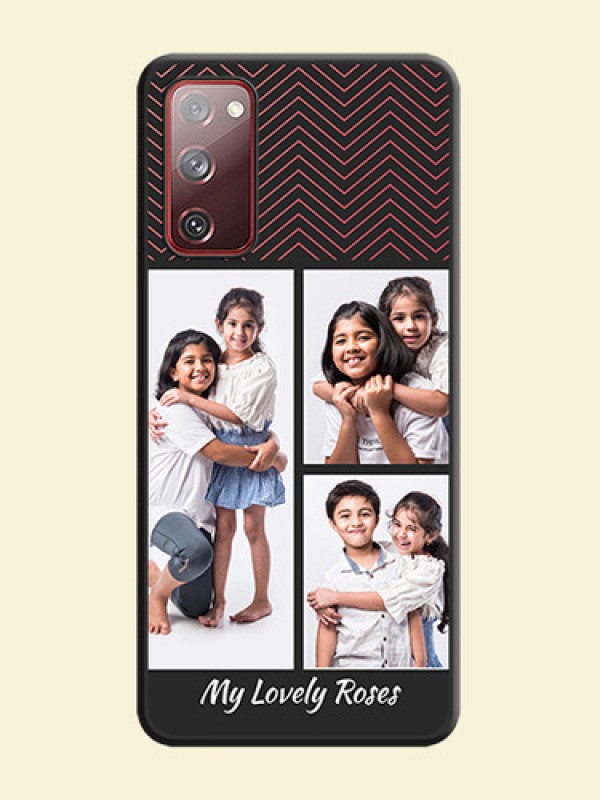 Wave Pattern with 3 Image Holder on Space Black Custom Soft Matte Back Cover - Galaxy S20 FE