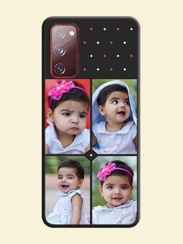 Multicolor Dotted Pattern with 4 Image Holder on Space Black Custom Soft Matte Phone Cases - Galaxy S20 FE