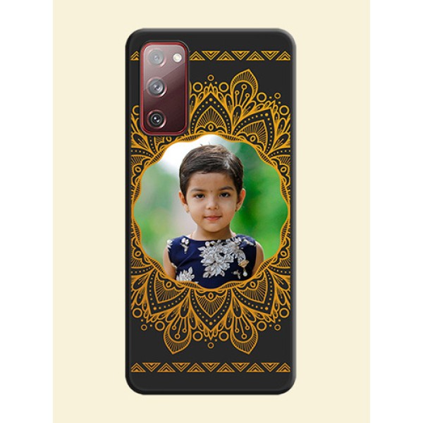 Round Image with Floral Design on Photo on Space Black Soft Matte Mobile Cover - Galaxy S20 FE Round Image with Floral Design on Photo on Space Black Soft Matte Mobile Cover - Galaxy S20 FE