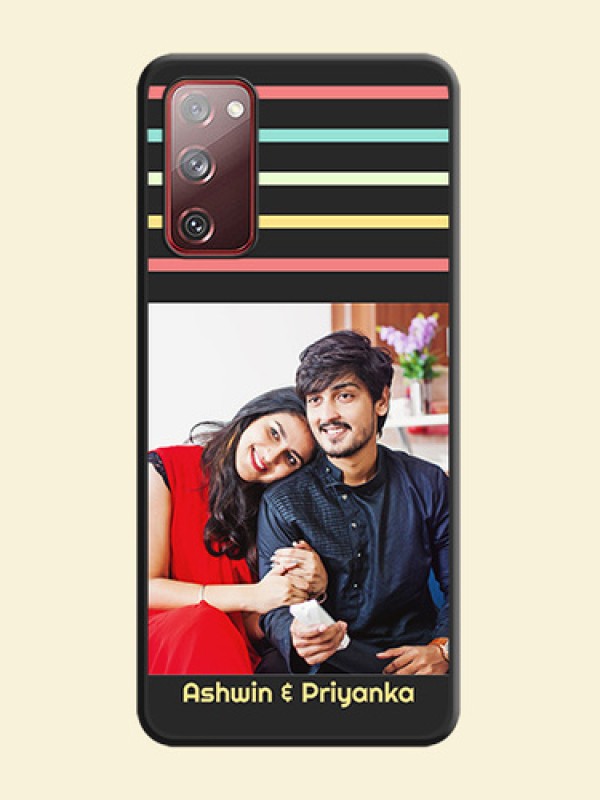 Color Stripes with Photo and Text on Photo on Space Black Soft Matte Mobile Case - Galaxy S20 FE
