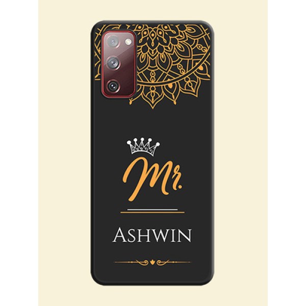 Mr Name with Floral Design on Personalised Space Black Soft Matte Cases - Galaxy S20 FE Mr Name with Floral Design on Personalised Space Black Soft Matte Cases - Galaxy S20 FE