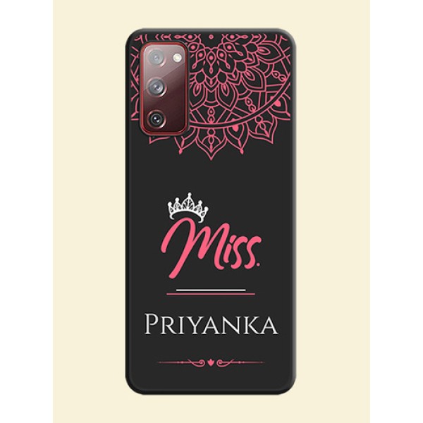 Mrs Name with Floral Design on Space Black Personalized Soft Matte Phone Covers - Galaxy S20 FE Mrs Name with Floral Design on Space Black Personalized Soft Matte Phone Covers - Galaxy S20 FE