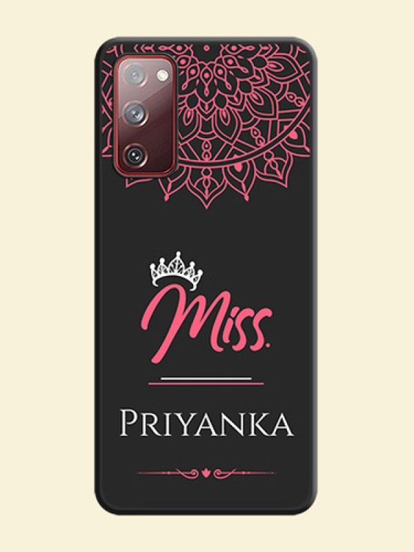 Mrs Name with Floral Design on Space Black Personalized Soft Matte Phone Covers - Galaxy S20 FE