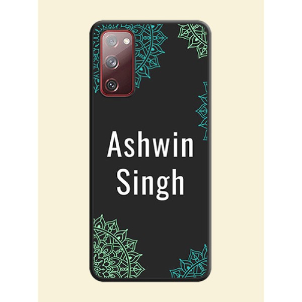 Your Name with Floral Design on Space Black Custom Soft Matte Back Cover - Galaxy S20 FE