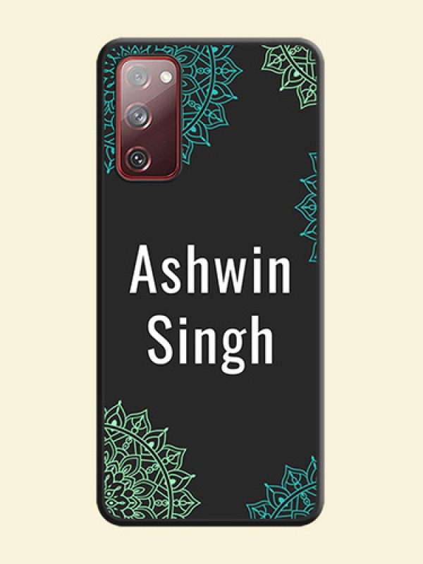 Your Name with Floral Design on Space Black Custom Soft Matte Back Cover - Galaxy S20 FE