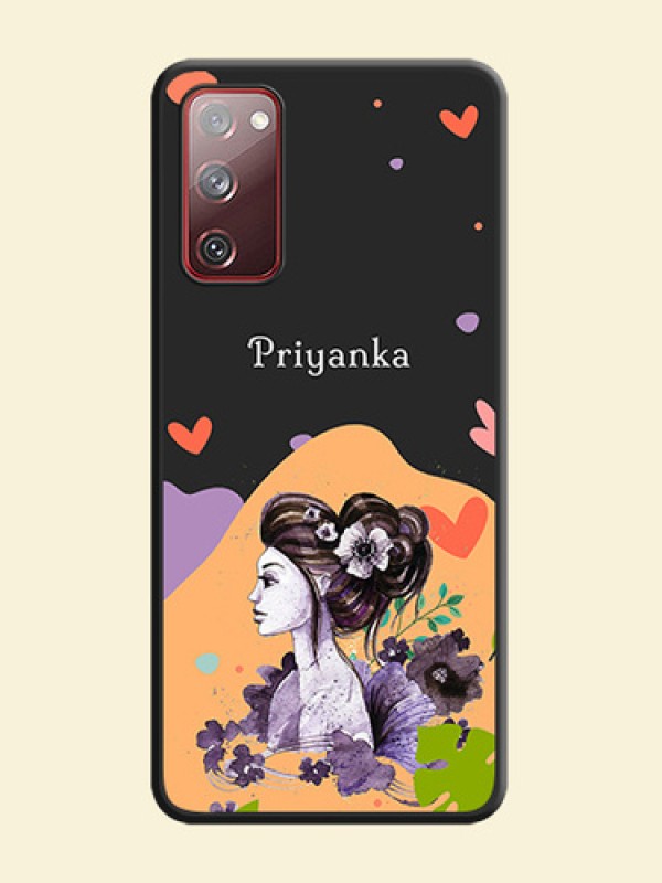 Namecase For Her With Fancy Lady Image On Space Black Personalized Soft Matte Phone Covers -Samsung Galaxy S20 Fe