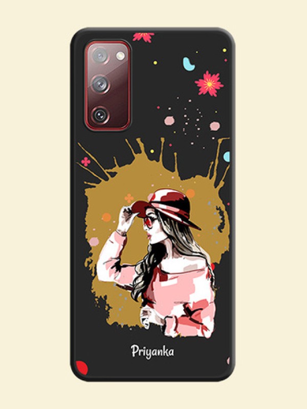 Mordern Lady With Color Splash Background With Custom Text On Space Black Personalized Soft Matte Phone Covers -Samsung Galaxy S20 Fe
