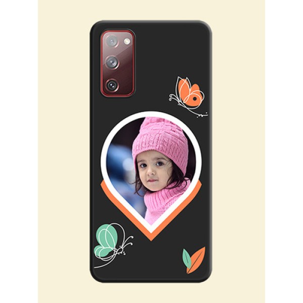 Upload Pic With Simple Butterly Design On Space Black Personalized Soft Matte Phone Covers -Samsung Galaxy S20 Fe Upload Pic With Simple Butterly Design On Space Black Personalized Soft Matte Phone Covers -Samsung Galaxy S20 Fe