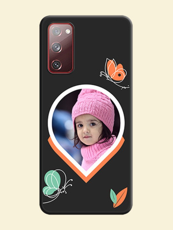 Upload Pic With Simple Butterly Design On Space Black Personalized Soft Matte Phone Covers -Samsung Galaxy S20 Fe