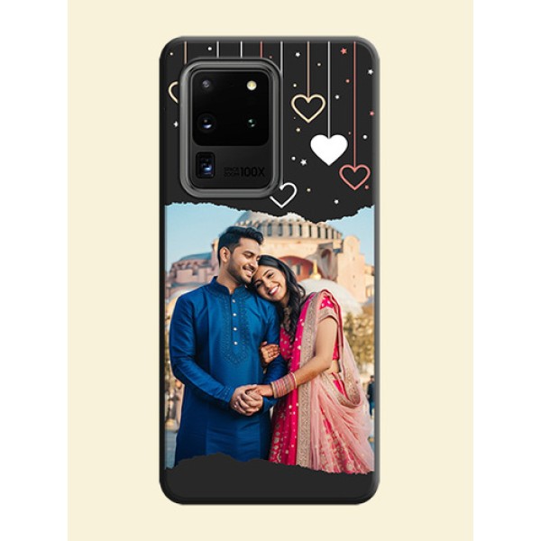 Love Hangings with Splash Wave Picture on Space Black Custom Soft Matte Phone Back Cover - Galaxy S20 Ultra Love Hangings with Splash Wave Picture on Space Black Custom Soft Matte Phone Back Cover - Galaxy S20 Ultra