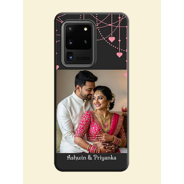 Pink Love Hangings with Text on Space Black Custom Soft Matte Back Cover - Galaxy S20 Ultra Pink Love Hangings with Text on Space Black Custom Soft Matte Back Cover - Galaxy S20 Ultra