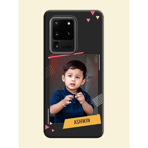 Photo Frame with Triangle Small Dots - Photo on Space Black Soft Matte Back Cover - Galaxy S20 Ultra Photo Frame with Triangle Small Dots - Photo on Space Black Soft Matte Back Cover - Galaxy S20 Ultra