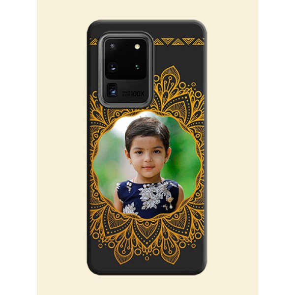Round Image with Floral Design - Photo on Space Black Soft Matte Mobile Cover - Galaxy S20 Ultra Round Image with Floral Design - Photo on Space Black Soft Matte Mobile Cover - Galaxy S20 Ultra