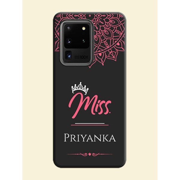 Mrs Name with Floral Design on Space Black Personalized Soft Matte Phone Covers - Galaxy S20 Ultra Mrs Name with Floral Design on Space Black Personalized Soft Matte Phone Covers - Galaxy S20 Ultra
