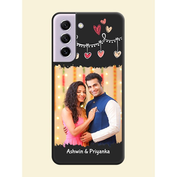 Pink Love Hangings with Name on Space Black Custom Soft Matte Phone Cases - Galaxy S21 FE 5G Pink Love Hangings with Name on Space Black Custom Soft Matte Phone Cases - Galaxy S21 FE 5G