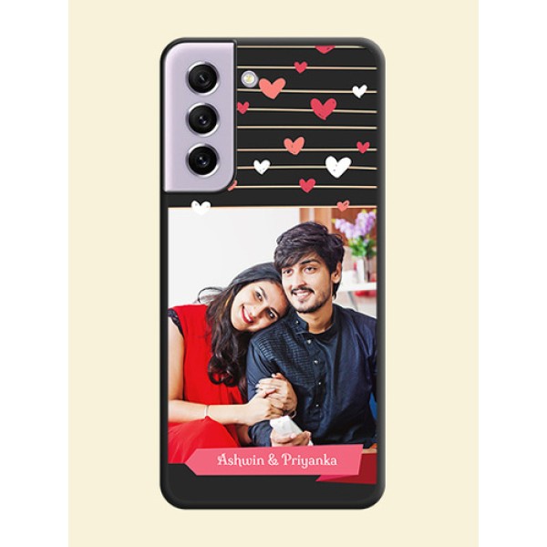 Love Pattern with Name on Pink Ribbon on Photo on Space Black Soft Matte Back Cover - Galaxy S21 FE 5G Love Pattern with Name on Pink Ribbon on Photo on Space Black Soft Matte Back Cover - Galaxy S21 FE 5G