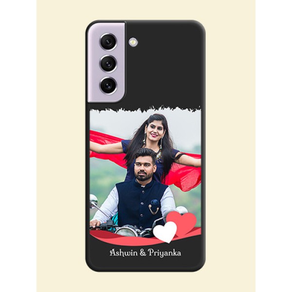 Pin Color Love Shaped Ribbon Design with Text on Space Black Custom Soft Matte Phone Back Cover - Galaxy S21 FE 5G Pin Color Love Shaped Ribbon Design with Text on Space Black Custom Soft Matte Phone Back Cover - Galaxy S21 FE 5G