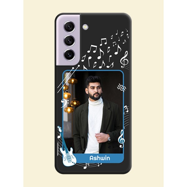 Musical Theme Design with Text on Photo on Space Black Soft Matte Mobile Case - Galaxy S21 FE 5G Musical Theme Design with Text on Photo on Space Black Soft Matte Mobile Case - Galaxy S21 FE 5G
