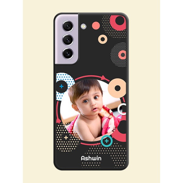 Multicoloured Round Image on Personalised Space Black Soft Matte Cases - Galaxy S21 FE 5G Multicoloured Round Image on Personalised Space Black Soft Matte Cases - Galaxy S21 FE 5G