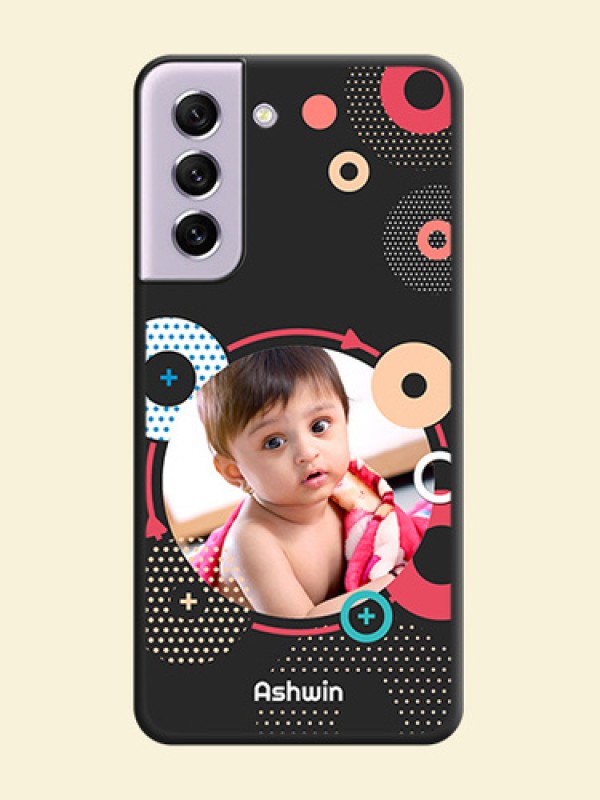 Multicoloured Round Image on Personalised Space Black Soft Matte Cases - Galaxy S21 FE 5G