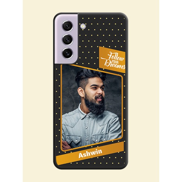 Follow Your Dreams with White Dots on Space Black Custom Soft Matte Phone Cases - Galaxy S21 FE 5G Follow Your Dreams with White Dots on Space Black Custom Soft Matte Phone Cases - Galaxy S21 FE 5G
