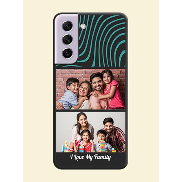 Wave Pattern with 2 Image Holder on Space Black Personalized Soft Matte Phone Covers - Galaxy S21 FE 5G Wave Pattern with 2 Image Holder on Space Black Personalized Soft Matte Phone Covers - Galaxy S21 FE 5G