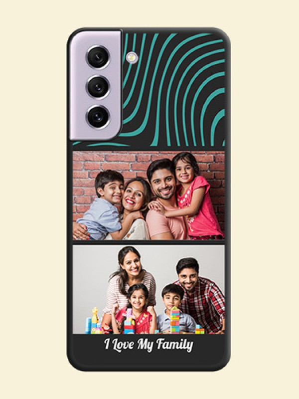 Wave Pattern with 2 Image Holder on Space Black Personalized Soft Matte Phone Covers - Galaxy S21 FE 5G