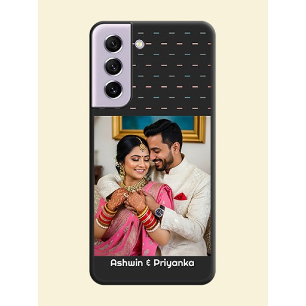 Line Pattern Design with Text on Space Black Custom Soft Matte Phone Back Cover - Galaxy S21 FE 5G Line Pattern Design with Text on Space Black Custom Soft Matte Phone Back Cover - Galaxy S21 FE 5G