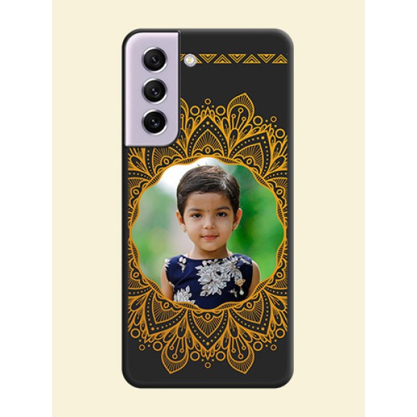 Round Image with Floral Design on Photo on Space Black Soft Matte Mobile Cover - Galaxy S21 FE 5G Round Image with Floral Design on Photo on Space Black Soft Matte Mobile Cover - Galaxy S21 FE 5G