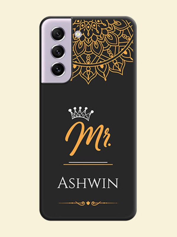 Mr Name with Floral Design  on Personalised Space Black Soft Matte Cases - Galaxy S21 FE 5G
