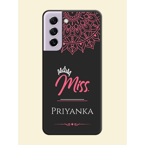 Mrs Name with Floral Design on Space Black Personalized Soft Matte Phone Covers - Galaxy S21 FE 5G Mrs Name with Floral Design on Space Black Personalized Soft Matte Phone Covers - Galaxy S21 FE 5G