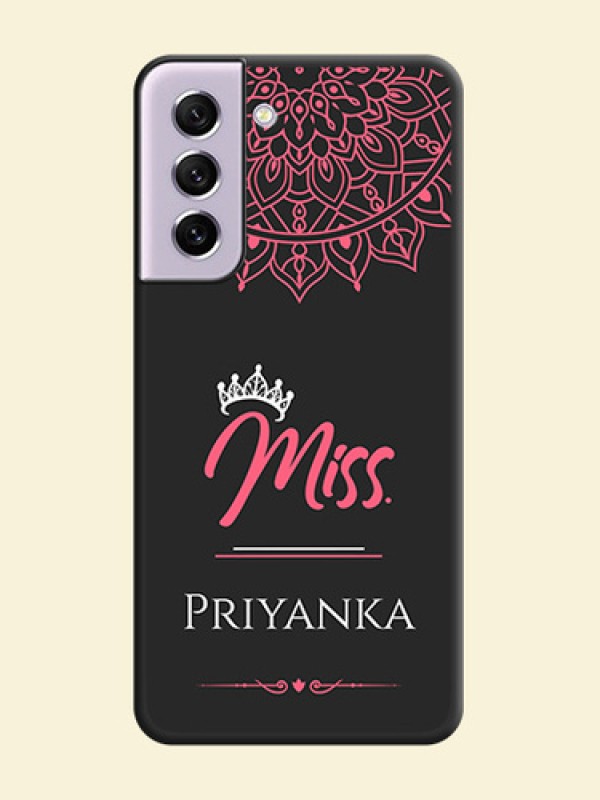 Mrs Name with Floral Design on Space Black Personalized Soft Matte Phone Covers - Galaxy S21 FE 5G