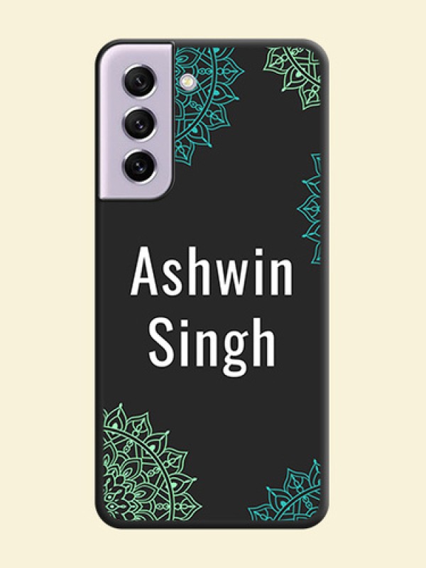 Your Name with Floral Design on Space Black Custom Soft Matte Back Cover - Galaxy S21 FE 5G