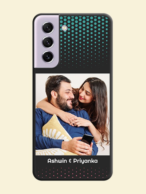 Faded Dots with Grunge Photo Frame and Text on Space Black Custom Soft Matte Phone Cases - Galaxy S21 FE 5G