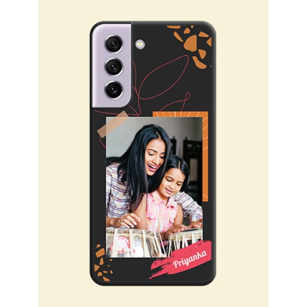 Orange Photo Frame on Space Black Custom Soft Matte Phone Back Cover - Galaxy S21 FE 5G Orange Photo Frame on Space Black Custom Soft Matte Phone Back Cover - Galaxy S21 FE 5G