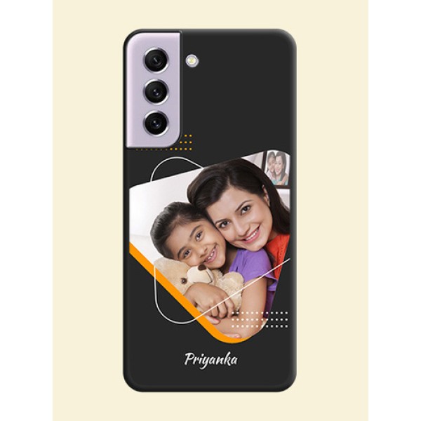 Yellow Triangle on Photo on Space Black Soft Matte Phone Cover - Galaxy S21 FE 5G Yellow Triangle on Photo on Space Black Soft Matte Phone Cover - Galaxy S21 FE 5G