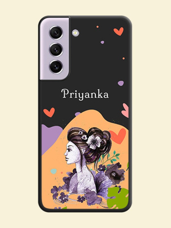 Namecase For Her With Fancy Lady Image On Space Black Personalized Soft Matte Phone Covers -Samsung Galaxy S21 Fe 5G