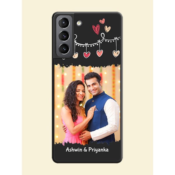 Pink Love Hangings with Name on Space Black Custom Soft Matte Phone Cases - Galaxy S21 Plus Pink Love Hangings with Name on Space Black Custom Soft Matte Phone Cases - Galaxy S21 Plus