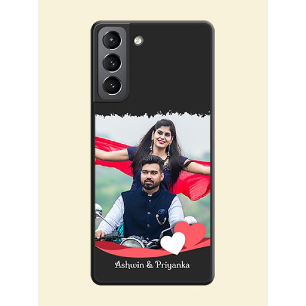 Pin Color Love Shaped Ribbon Design with Text on Space Black Custom Soft Matte Phone Back Cover - Galaxy S21 Plus Pin Color Love Shaped Ribbon Design with Text on Space Black Custom Soft Matte Phone Back Cover - Galaxy S21 Plus
