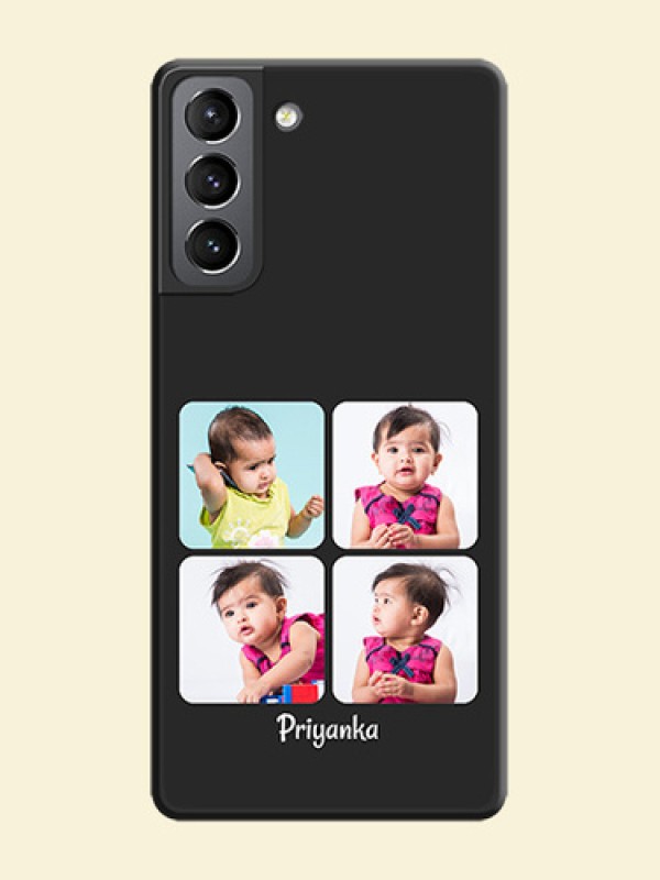 Floral Art with 6 Image Holder on Photo on Space Black Soft Matte Mobile Case - Galaxy S21 Plus