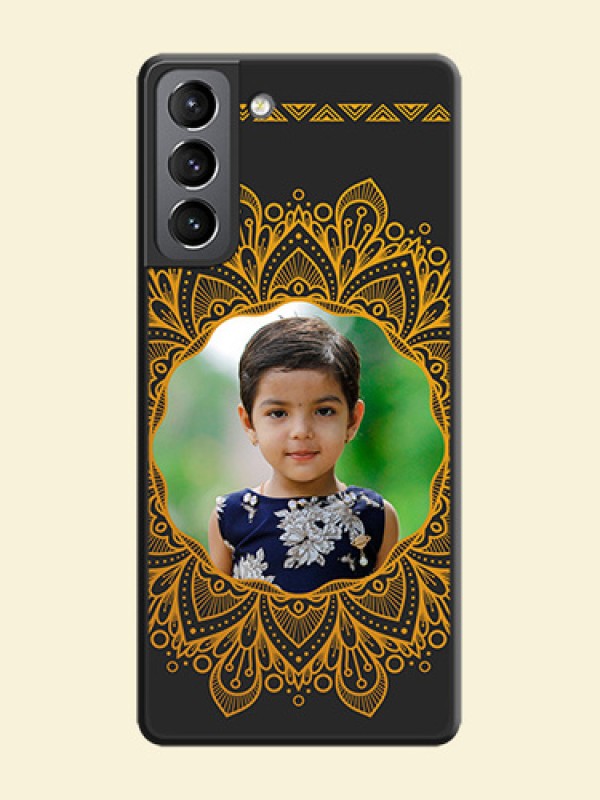 Round Image with Floral Design on Photo on Space Black Soft Matte Mobile Cover - Galaxy S21 Plus