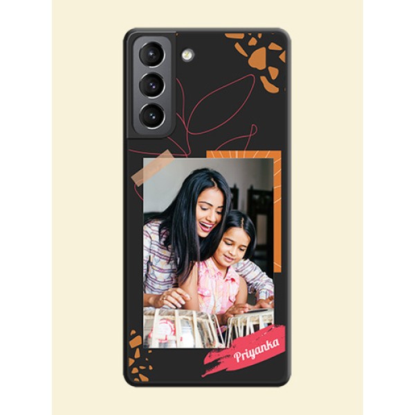 Orange Photo Frame on Space Black Custom Soft Matte Phone Back Cover - Galaxy S21 Plus Orange Photo Frame on Space Black Custom Soft Matte Phone Back Cover - Galaxy S21 Plus