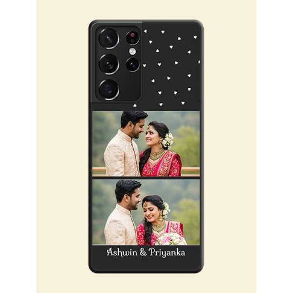 Miniature Love Symbols with Name on Space Black Custom Soft Matte Back Cover - Galaxy S21 Ultra Miniature Love Symbols with Name on Space Black Custom Soft Matte Back Cover - Galaxy S21 Ultra
